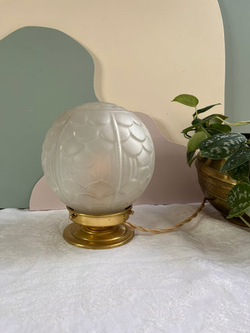 Lampe à poser vintage ronde en verre translucide - petit modèle Flower