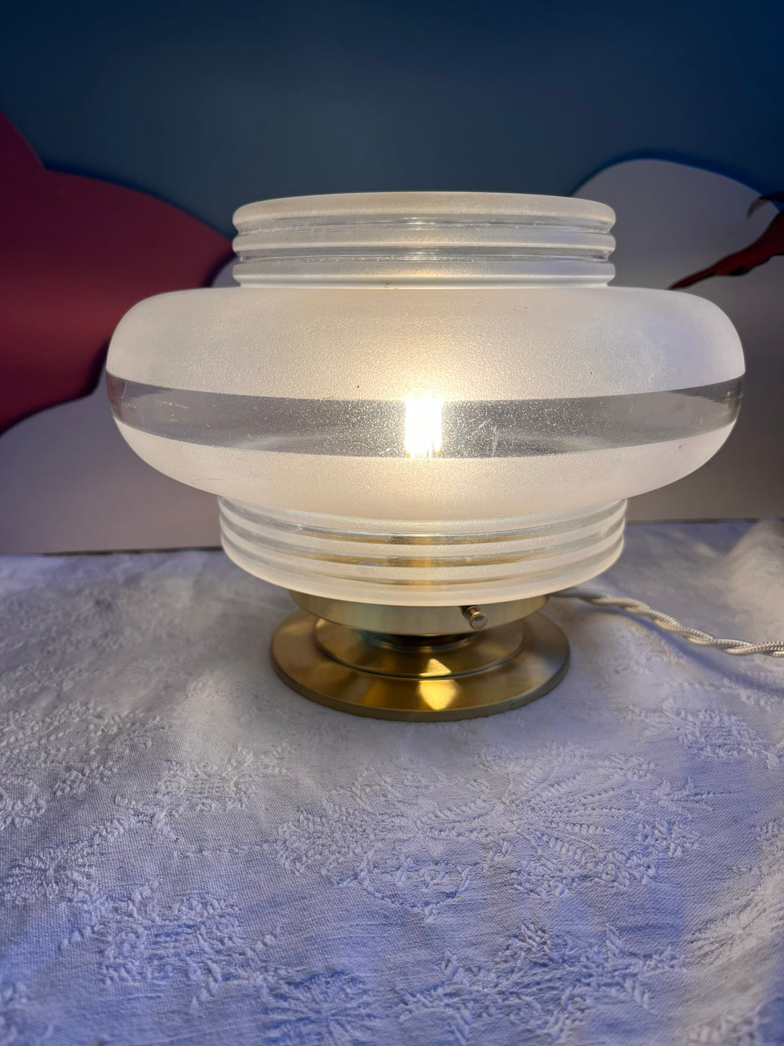 Lampe à poser vintage en verre translucide- modèle Héloïse