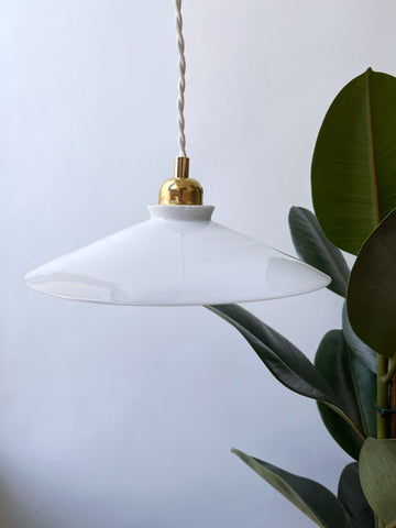 Suspension opaline vintage plate- modèle Lila - Moyen modèle