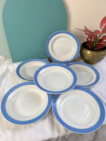 Six assiettes creuses bleues en faïence Céranord St Amand - modèle Languedoc - Lot 2